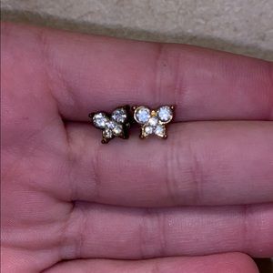 Butterfly, fake diamond earrings